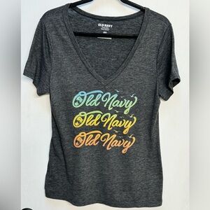 Old Navy, Women’s, V-neck, Short Sleeve, Black, Size L